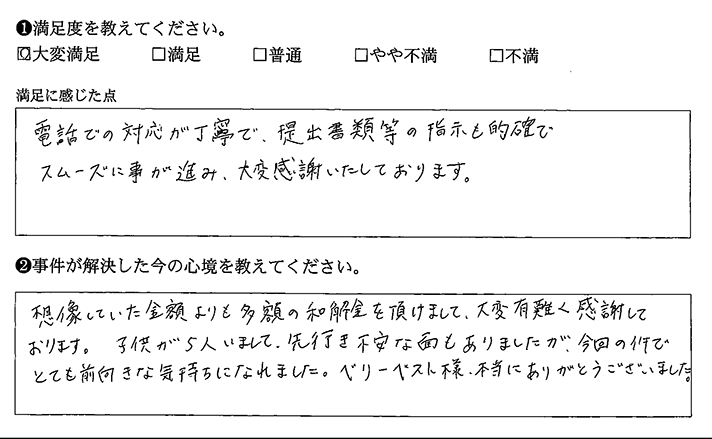 電話対応が丁寧で、指示も的確でした