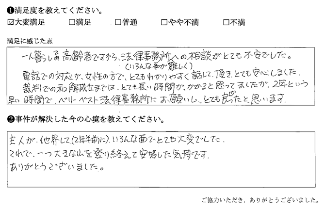 電話での対応が、女性の方で、とてもわかりやすく話して頂き、とても安心しました