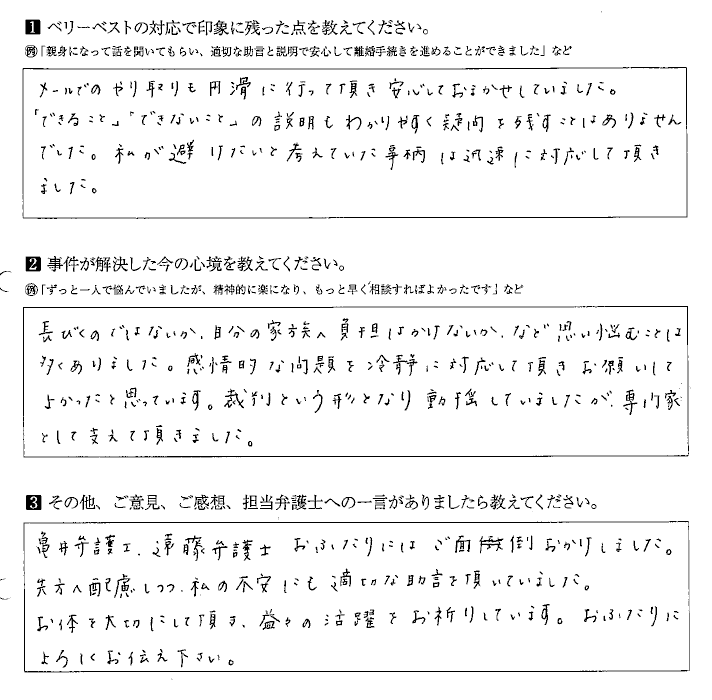 メールでのやりとりも円滑に行って頂き安心しておまかせしていました。